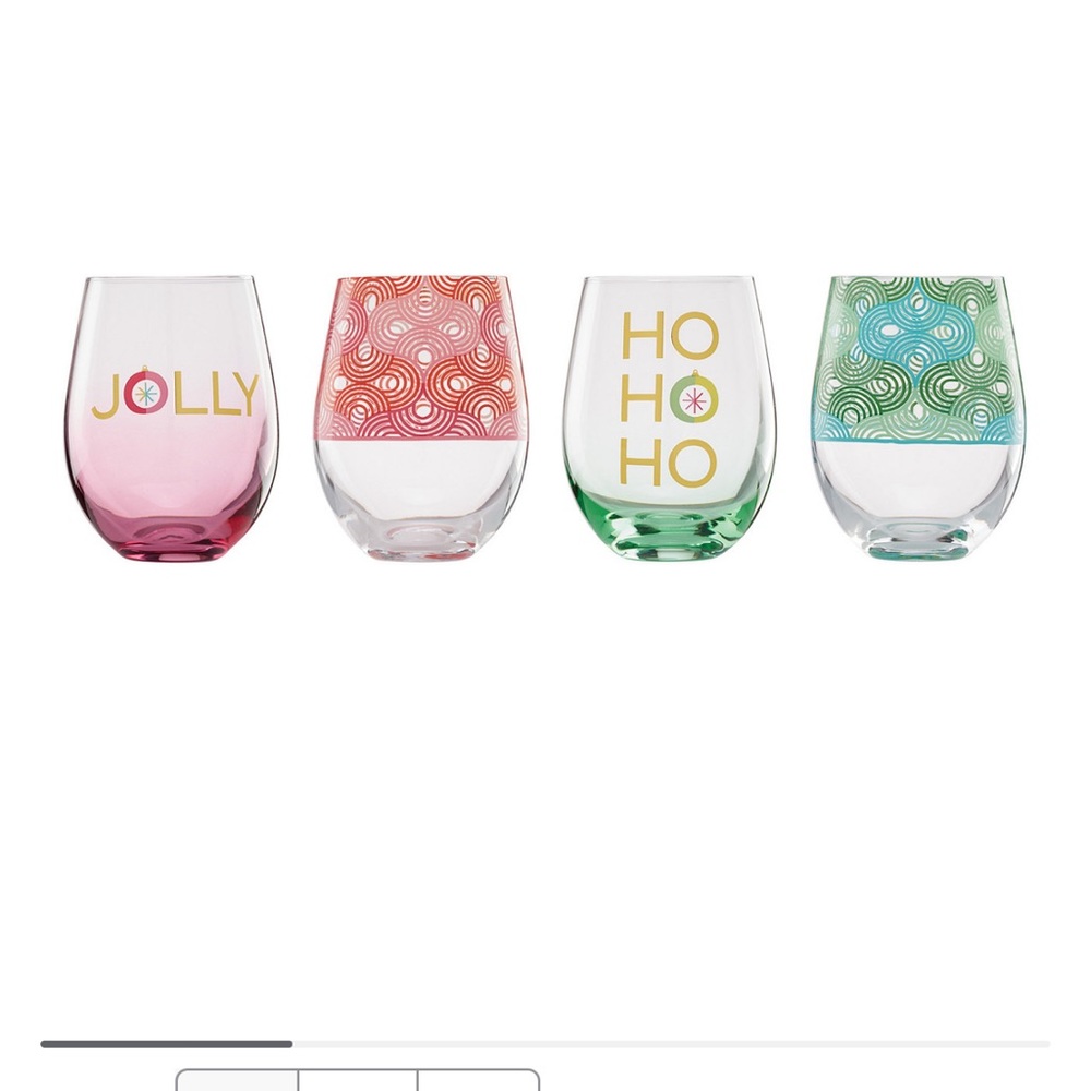 NWT Cambridge Jolly Ombre Stemless Wine Glasses, Set of 4